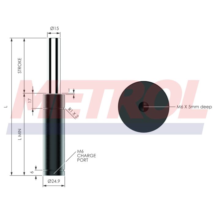 EX0320-007 Nitrogen Gas Spring, 320daN Force