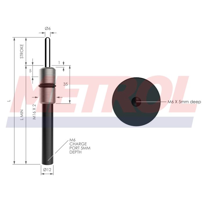 MNE16-2-040-010 Ejector Gas Spring, 11daN Force