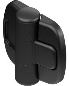 2105 Screw On Surface Mounted Hinge with 5mm Through Holes in Black Acetal Plastic