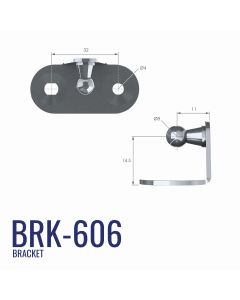 BRK-606 8mm Ball Stud Right Angled Bracket with 32mm Fixing Centres in Steel