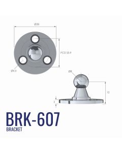 BRK-607 8mm Ball Stud Circular Bracket with 20.9mm PCD in Steel