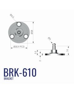 BRK-610 4mm Pin Stud Circular Bracket with 20.9mm PCD in Steel