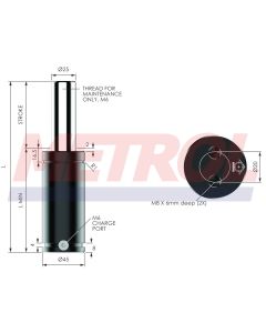 EX0750-025 Nitrogen Gas Spring, 740daN Force