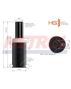 HS-G-EX1000-080 Nitrogen Gas Spring, 920daN Force