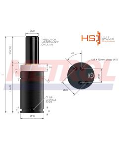 HS-G-EX0500-100 Nitrogen Gas Spring, 470daN Force