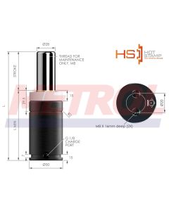 HS-MX1000-080 Nitrogen Gas Spring, 920daN Force