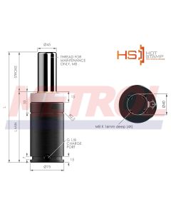 HS-MX2400-150 Nitrogen Gas Spring, 2400daN Force