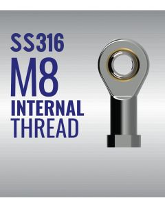 Stainless Steel 316 Rose Eye End Fitting with 8mm Thread