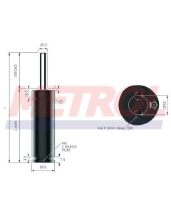 NG2-200-125 Nitrogen Gas Spring, 2000N Force