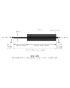 NS-20-50-600 Adjustable Force Long Stroke Gas Spring
