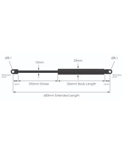 NS-FF-WE-10-295 Fixed Force Gas Strut with Welded Eyes