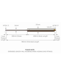NS-SS-V-14-350 Stainless Steel 316 Variable Force Gas Strut