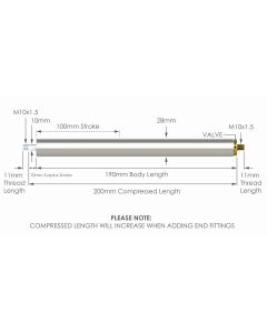 NS-SS-V-TR-10-100 Stainless Steel 316 Variable Force Traction Gas Strut