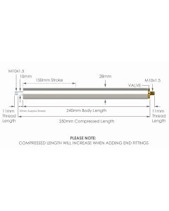 NS-SS-V-TR-10-150 Stainless Steel 316 Variable Force Traction Gas Strut