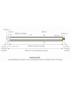 NS-SS-V-TR-10-200 Stainless Steel 316 Variable Force Traction Gas Strut