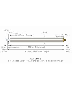 NS-SS-V-TR-10-500 Stainless Steel 316 Variable Force Traction Gas Strut