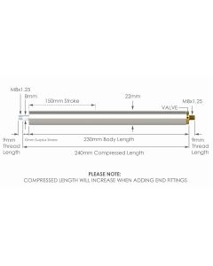 NS-SS-V-TR-8-150 Stainless Steel 316 Variable Force Traction Gas Strut