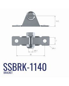 SSBRK-1140 4mm U Shaped Bracket with 32mm Fixing Centres in Stainless Steel 304