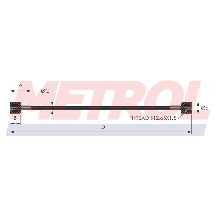 CNOMO Kevlar Braided Hose with Straight Fittings MET1010-2500
