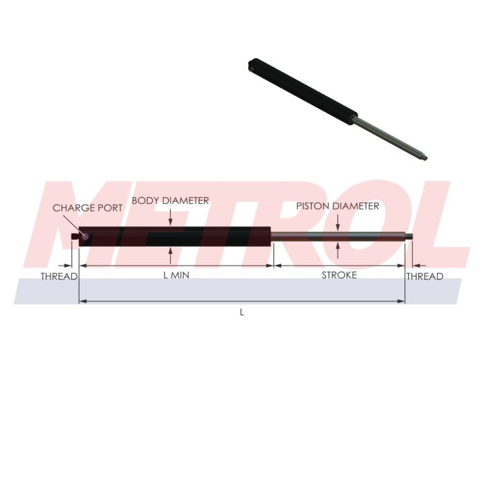 HNG0250-010 Nitrogen Gas Spring, 250daN Force