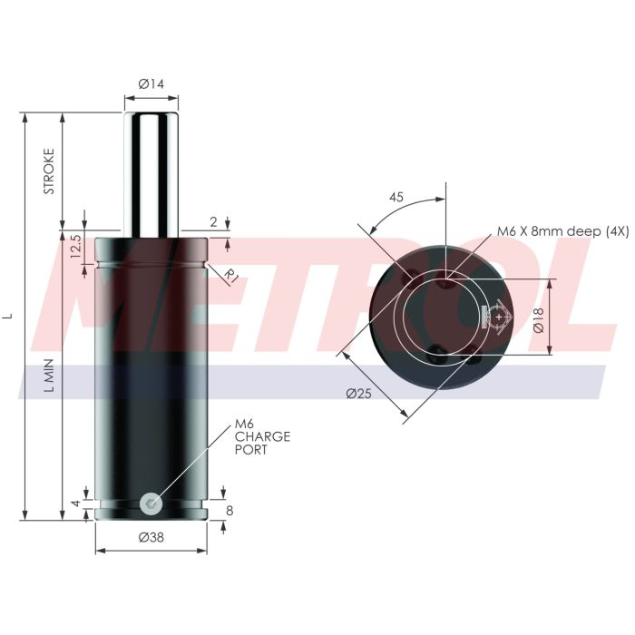 Nitrogen Gas Spring - ISNG0250-010