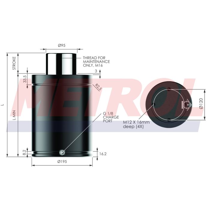 Nitrogen Gas Spring - ISNG10000-025