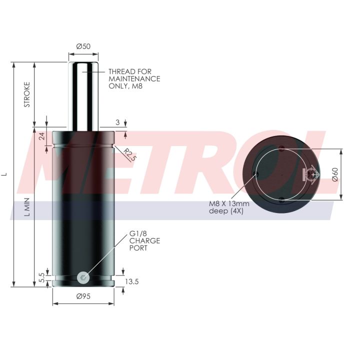 Nitrogen Gas Spring - ISNG3000-025
