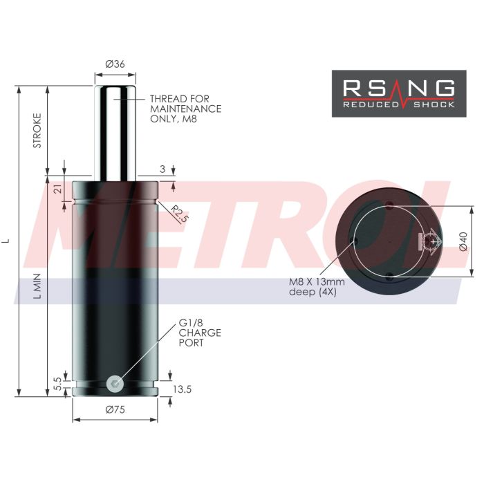 Nitrogen Gas Spring - RSNG1500-025