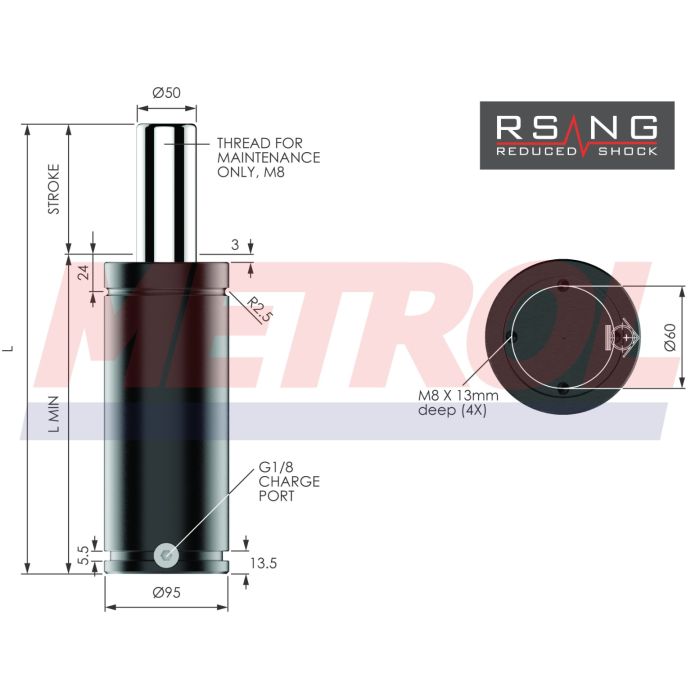 Nitrogen Gas Spring - RSNG3000-125